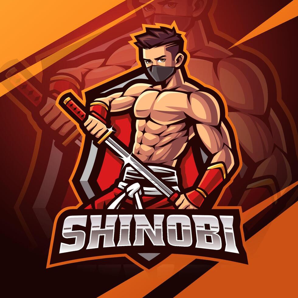 diseño de logotipo de mascota shinobi esport vector