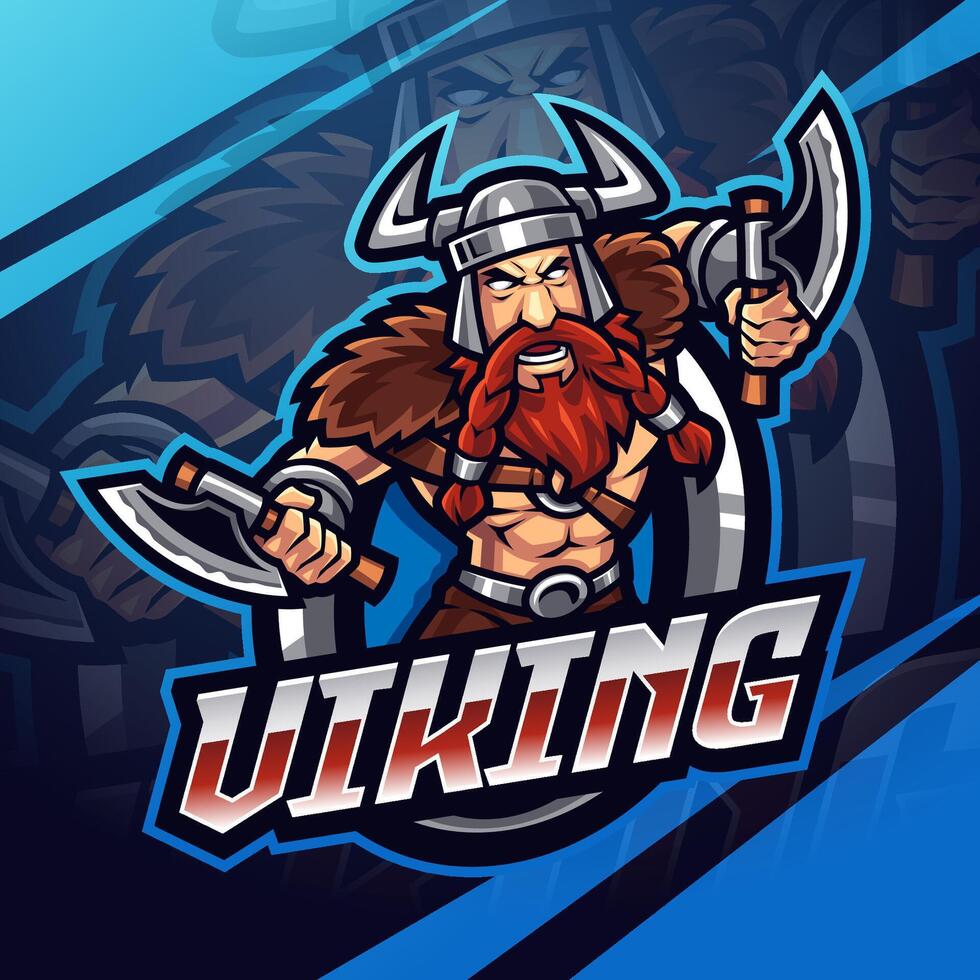 diseño de logotipo de mascota vikinga esport vector