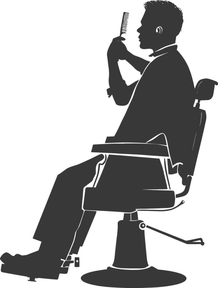 AI generated Silhouette Barber in action full body black color only vector
