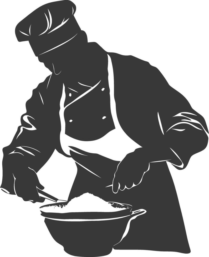 AI generated Silhouette baker in action full body black color only vector