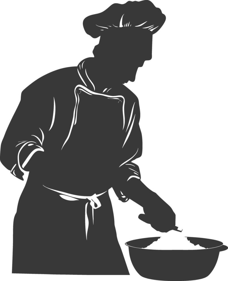 AI generated Silhouette baker in action full body black color only vector