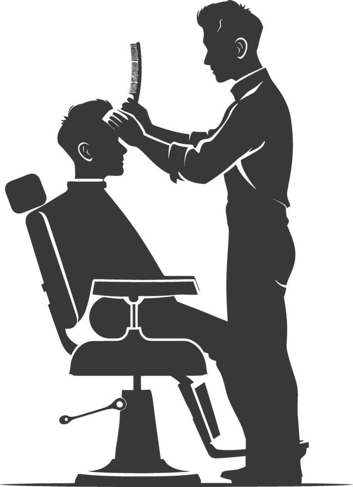 ai generado silueta Barbero en acción lleno cuerpo negro color solamente vector