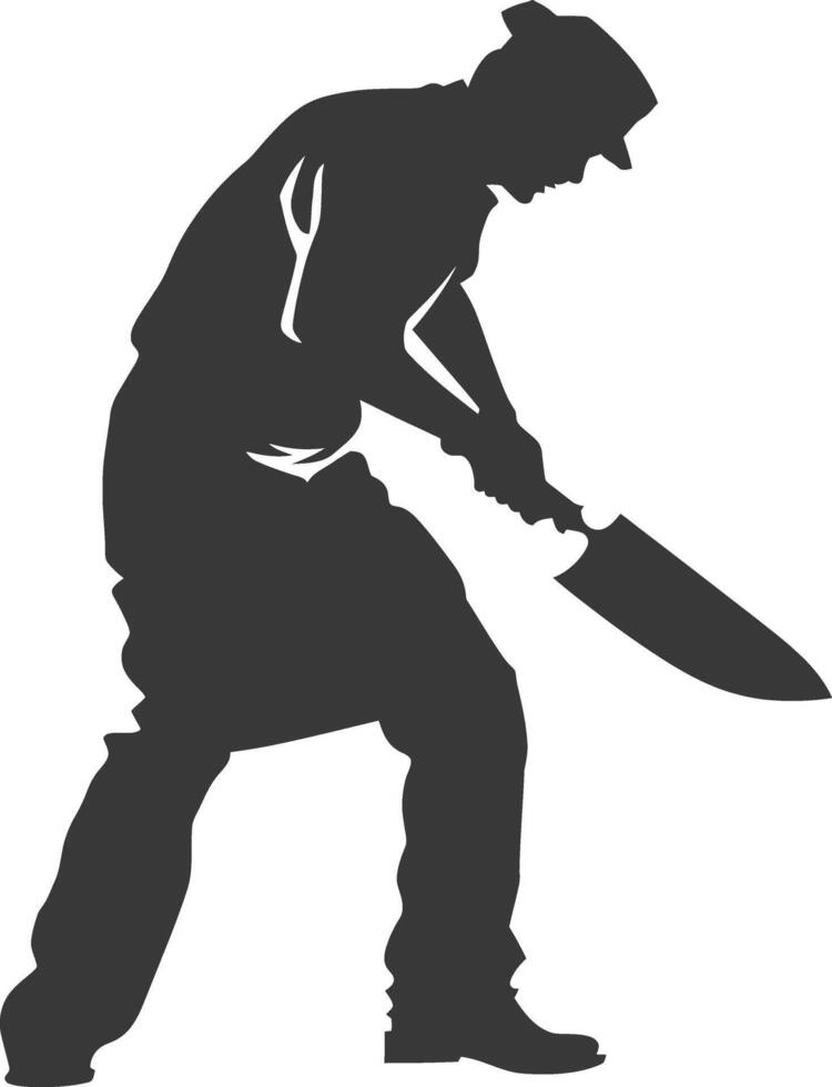 AI generated Silhouette butcher in action full body black color only vector