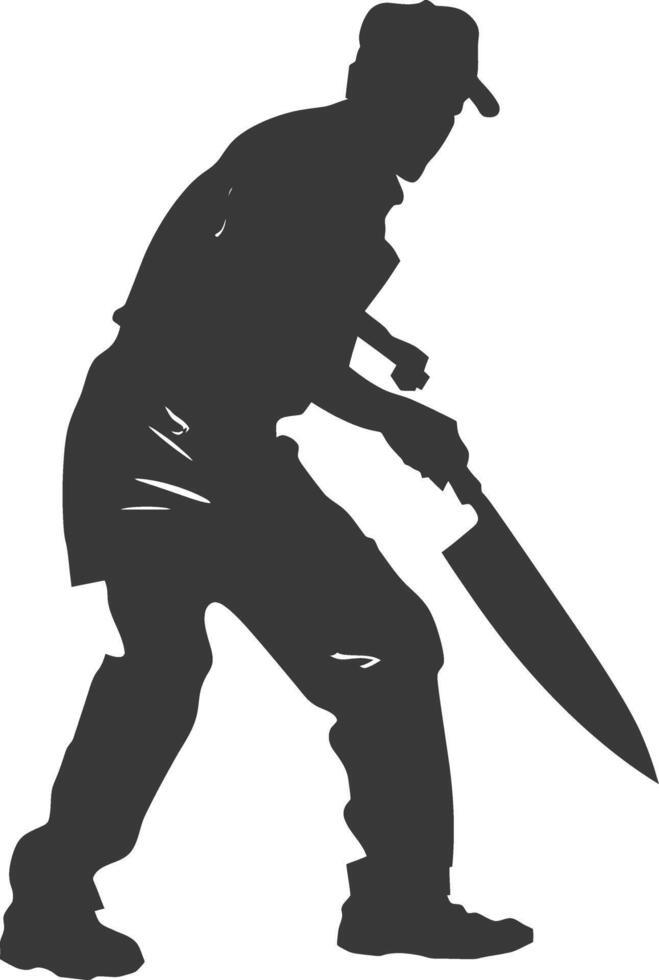 AI generated Silhouette butcher in action full body black color only vector