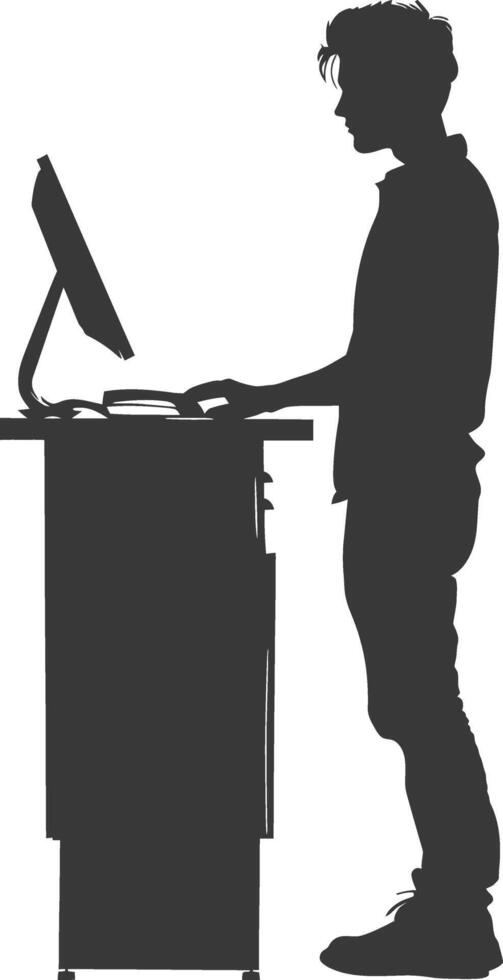 AI generated Silhouette Cashier in action full body black color only vector