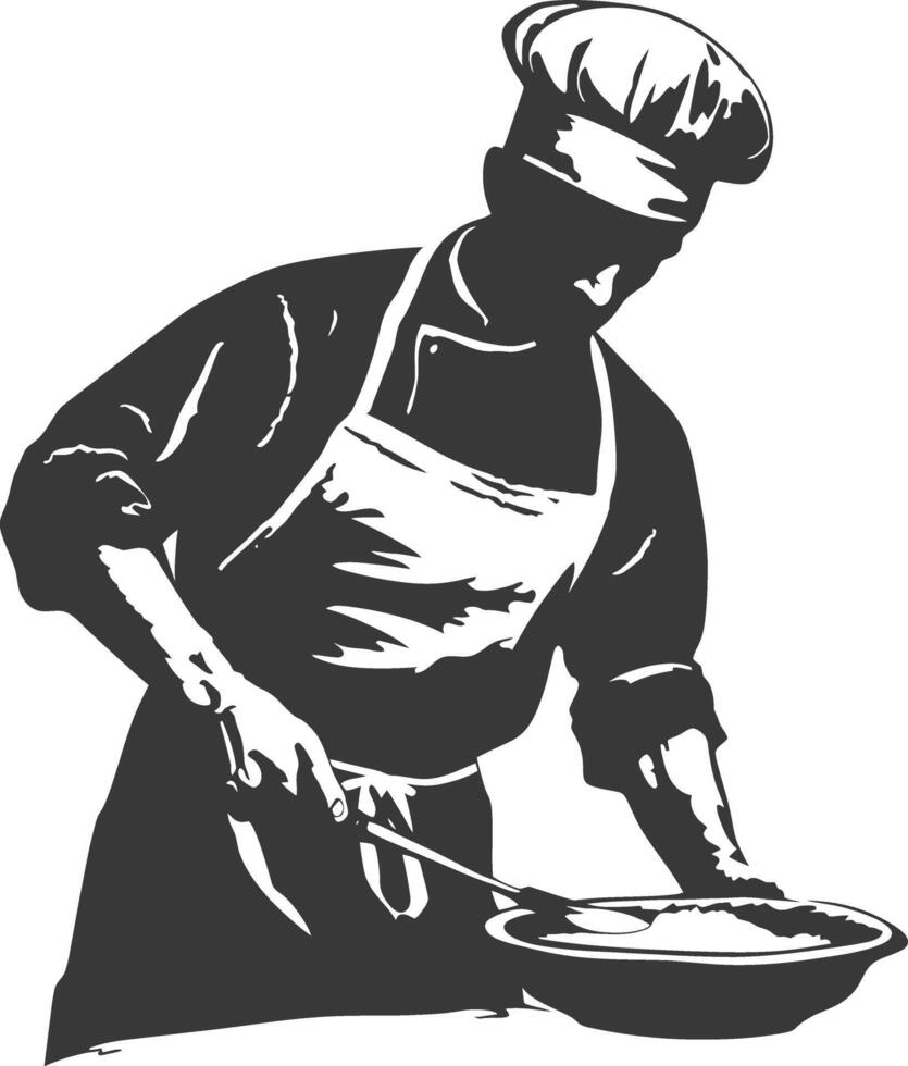 AI generated Silhouette baker in action full body black color only vector