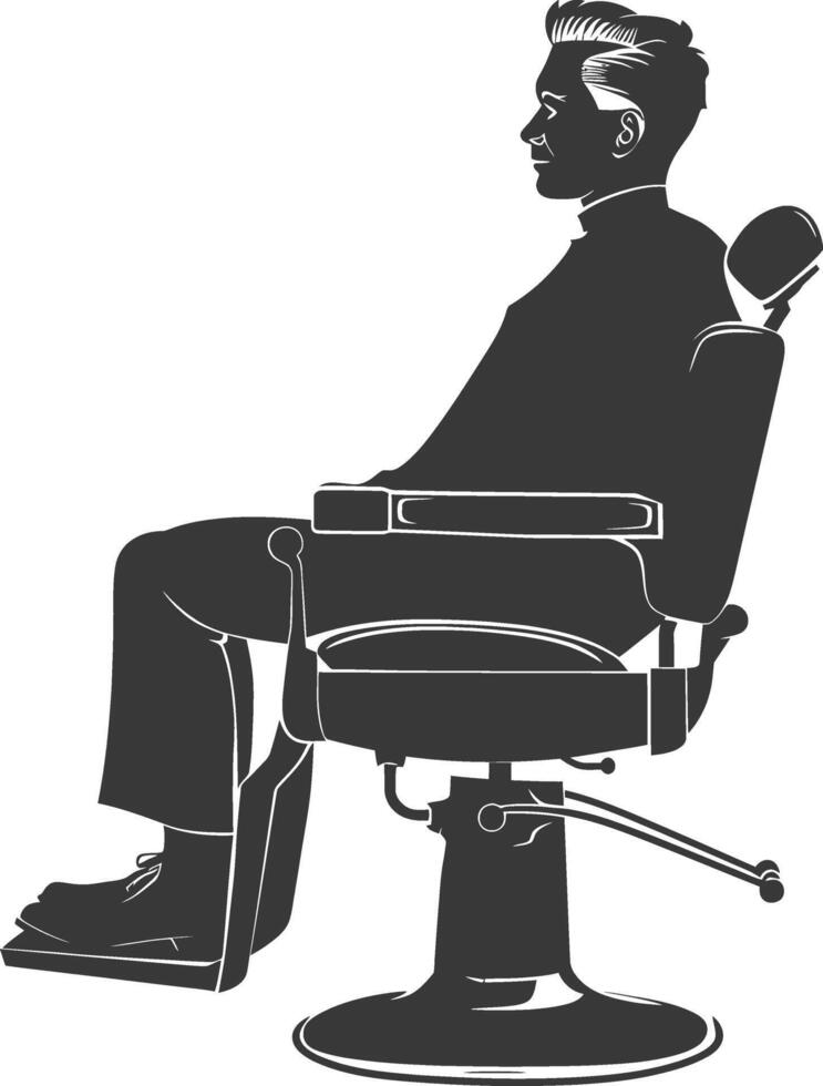 AI generated Silhouette Barber in action full body black color only vector