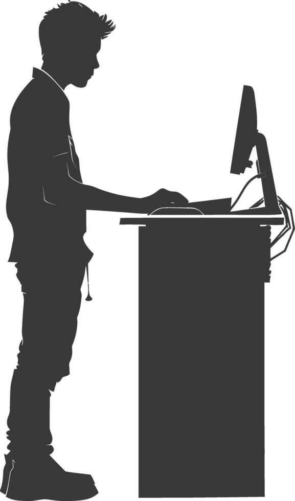 AI generated Silhouette Cashier in action full body black color only vector