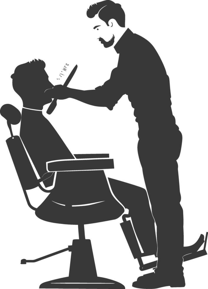 AI generated Silhouette Barber in action full body black color only vector