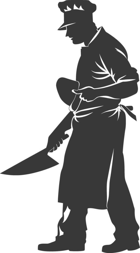 AI generated Silhouette butcher in action full body black color only vector