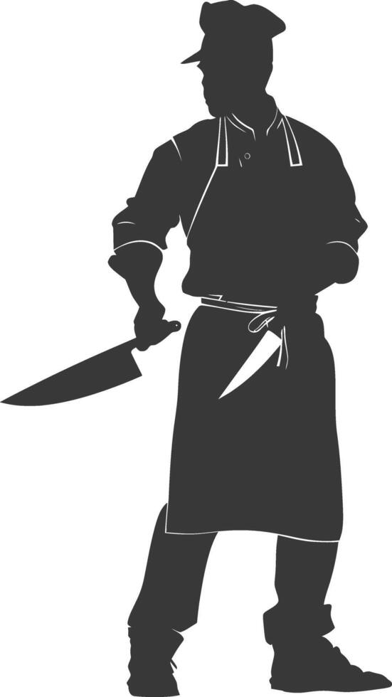 AI generated Silhouette butcher in action full body black color only vector