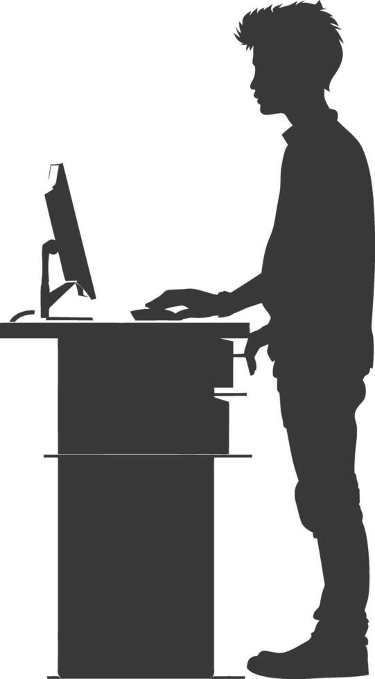AI generated Silhouette Cashier in action full body black color only vector