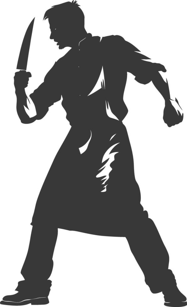 AI generated Silhouette butcher in action full body black color only vector