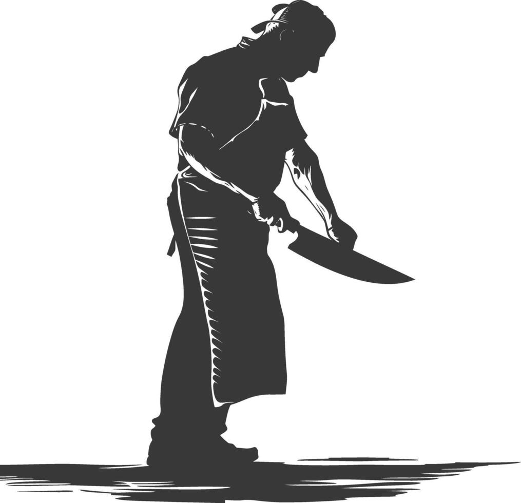 AI generated Silhouette butcher in action full body black color only vector