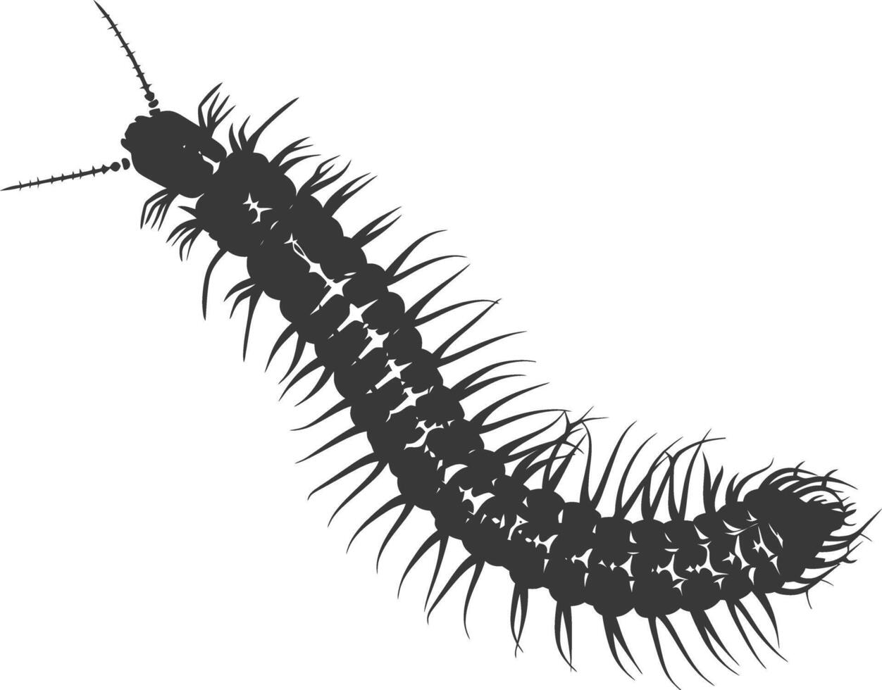 AI generated Silhouette centipede Insect animal black color only vector