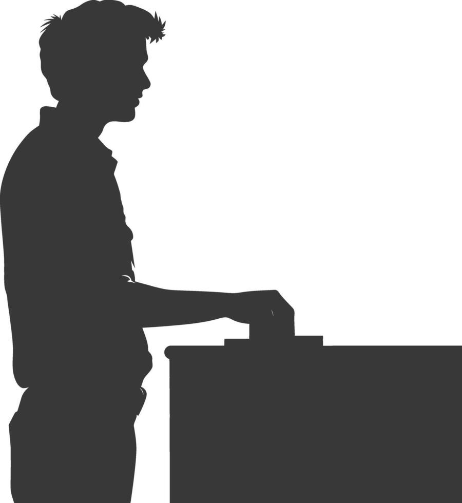 AI generated Silhouette Cashier in action full body black color only vector