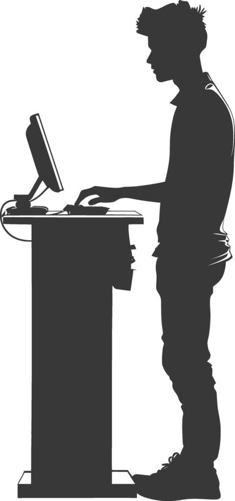 AI generated Silhouette Cashier in action full body black color only vector