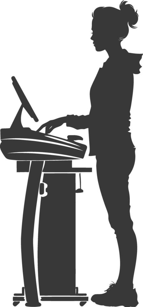 AI generated Silhouette Cashier in action full body black color only vector
