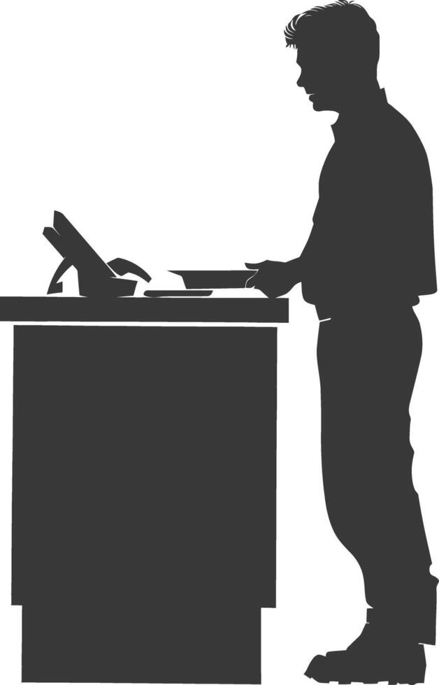 AI generated Silhouette Cashier in action full body black color only ...