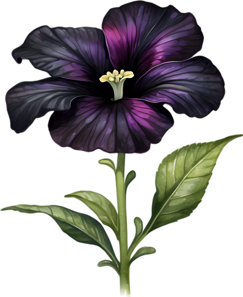 AI generated Watercolor painting of a Petunia Black Velvet flower. png