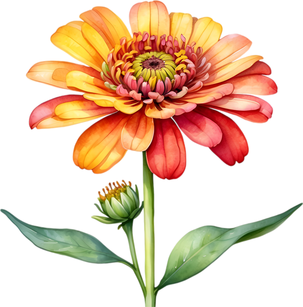 ai generado acuarela pintura de un zinnia flor. png