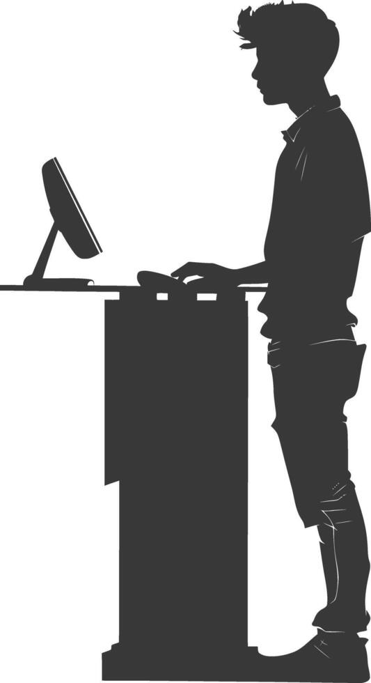 AI generated Silhouette Cashier in action full body black color only vector