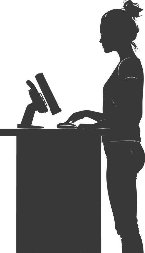 AI generated Silhouette Cashier in action full body black color only ...