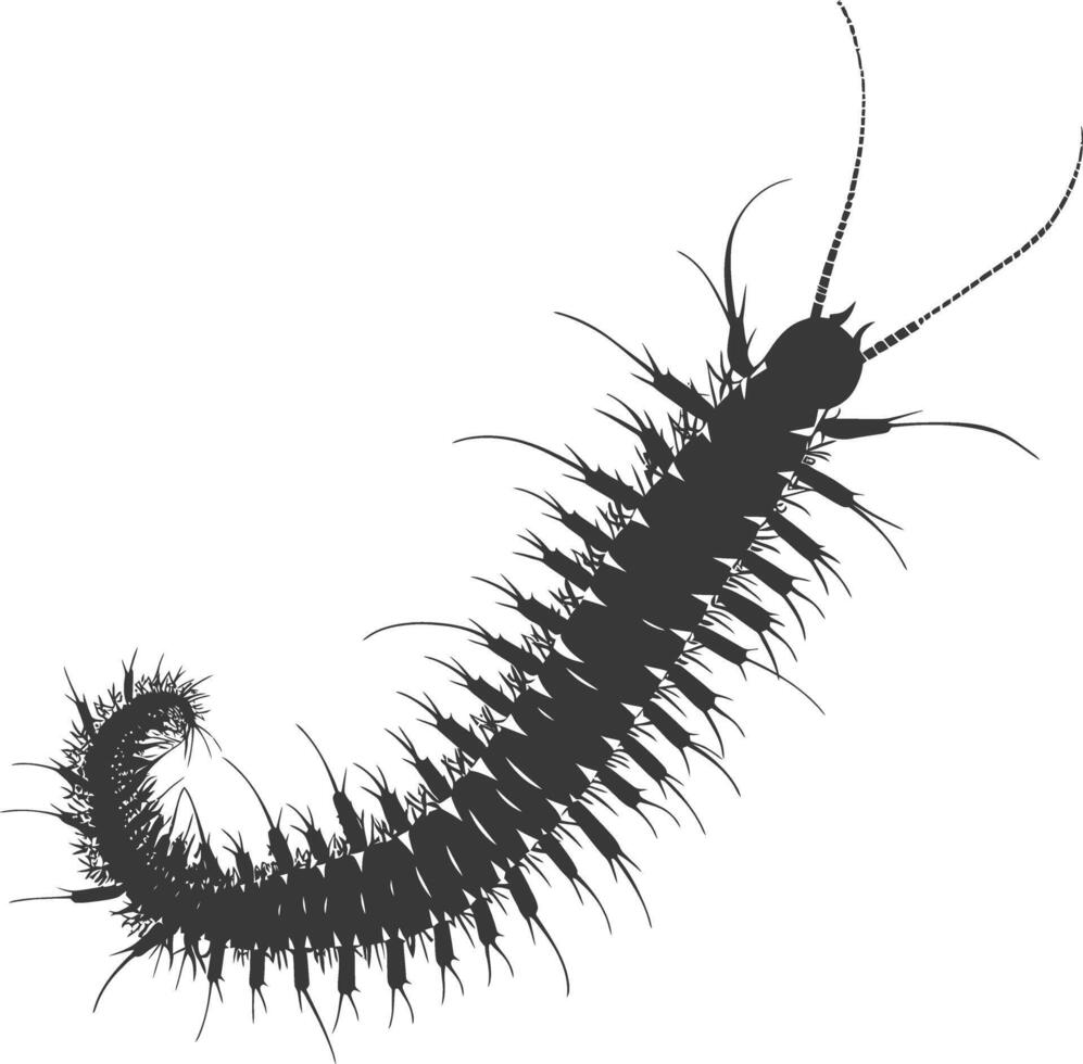 AI generated Silhouette centipede Insect animal black color only vector