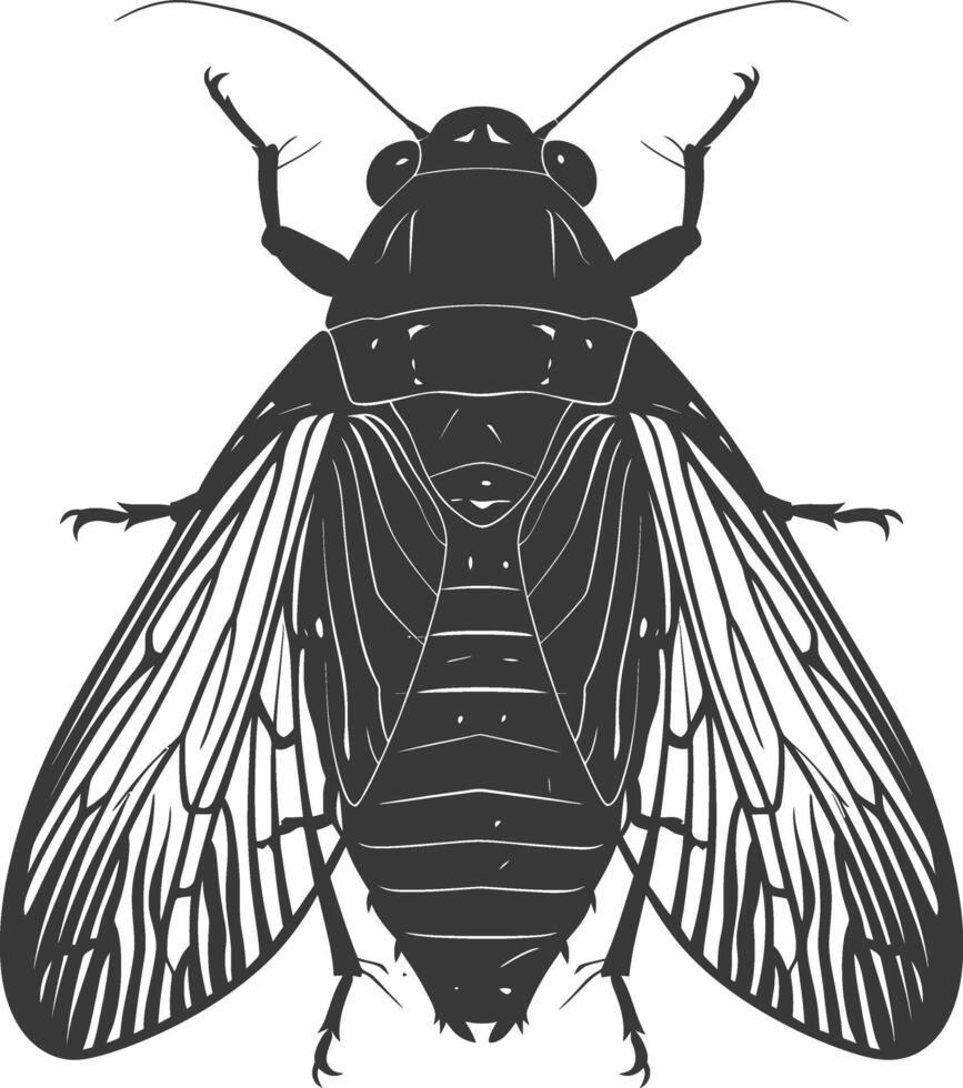 AI generated Silhouette cicada Insect animal black color only vector