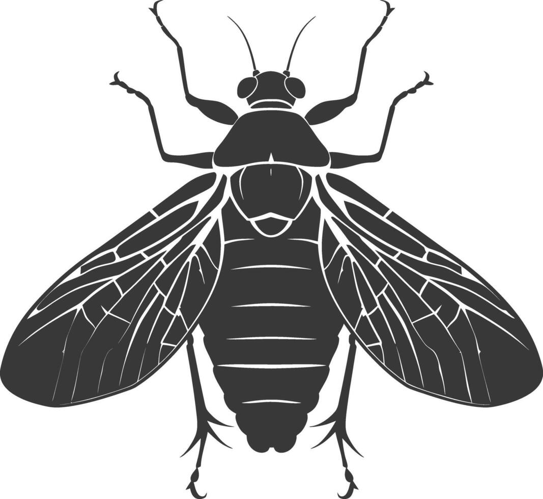 AI generated Silhouette cicada Insect animal black color only vector
