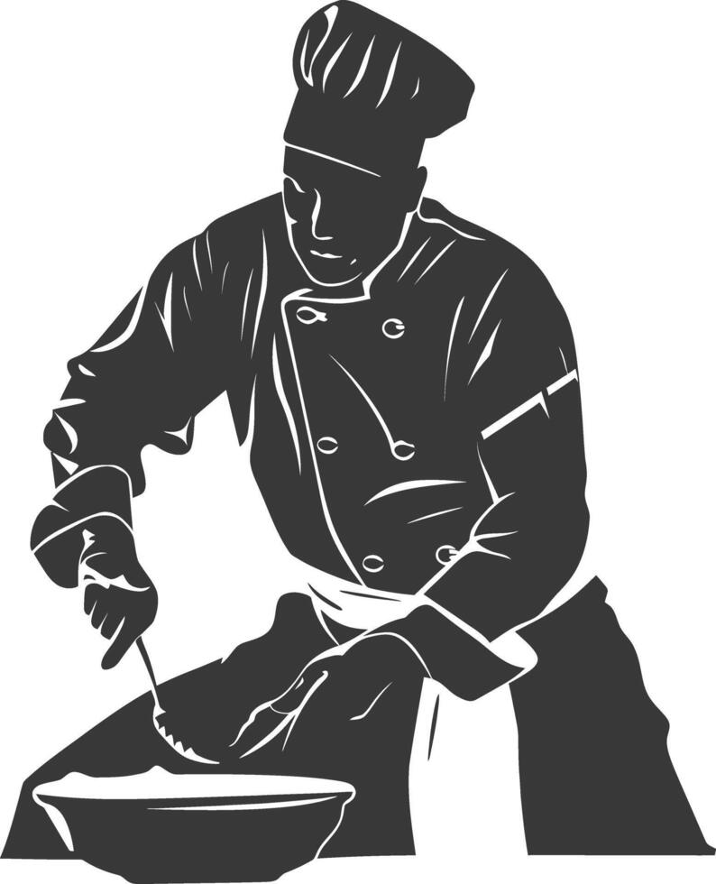 AI generated Silhouette Chef in action full body black color only vector