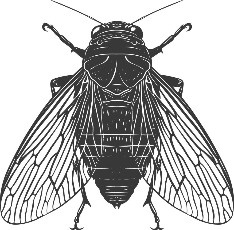 ai generado silueta cigarra insecto animal negro color solamente vector