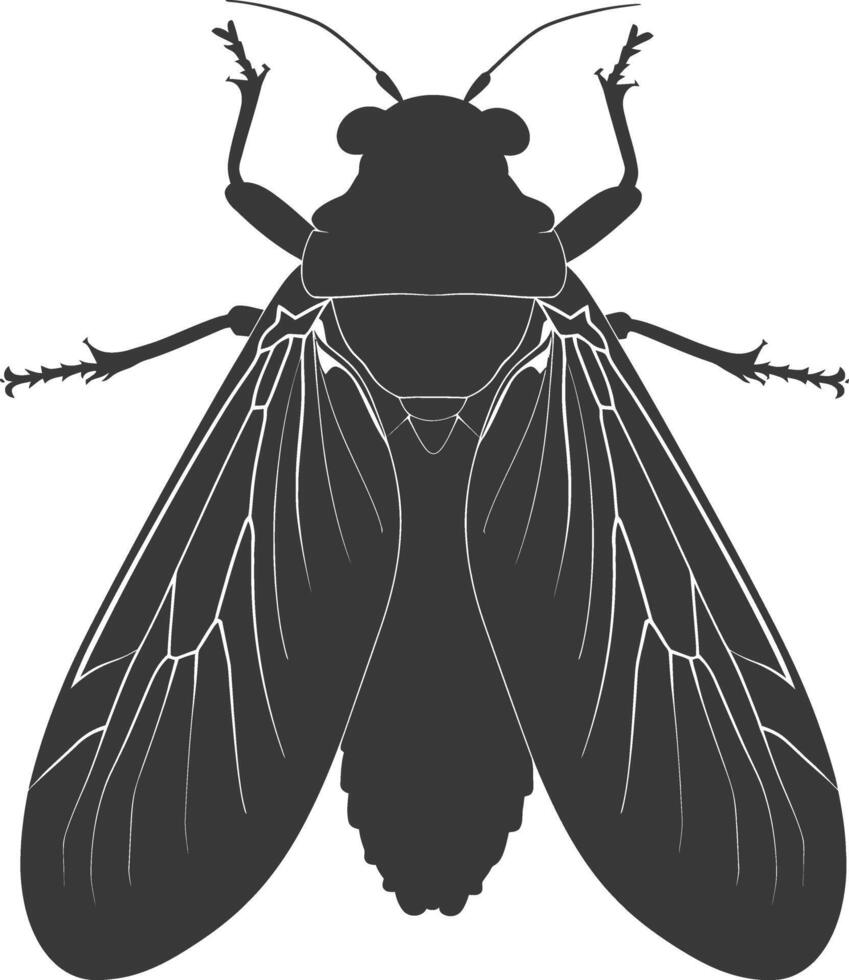 AI generated Silhouette cicada Insect animal black color only vector