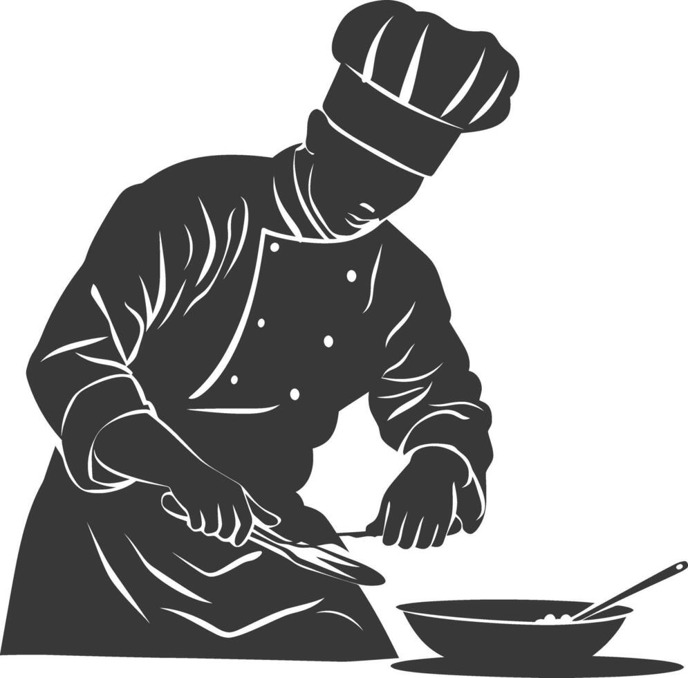 AI generated Silhouette Chef in action full body black color only vector