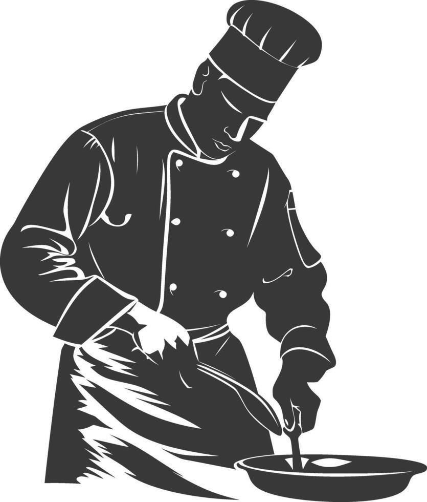 ai generado silueta cocinero en acción lleno cuerpo negro color solamente vector