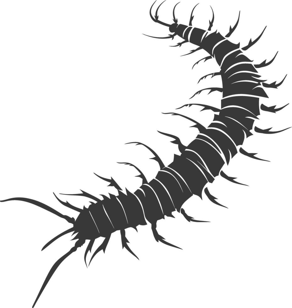 AI generated Silhouette centipede Insect animal black color only vector