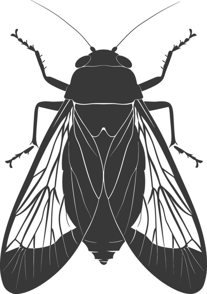 AI generated Silhouette cicada Insect animal black color only vector