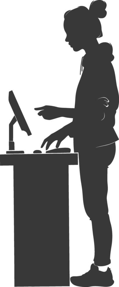 AI generated Silhouette Cashier in action full body black color only vector