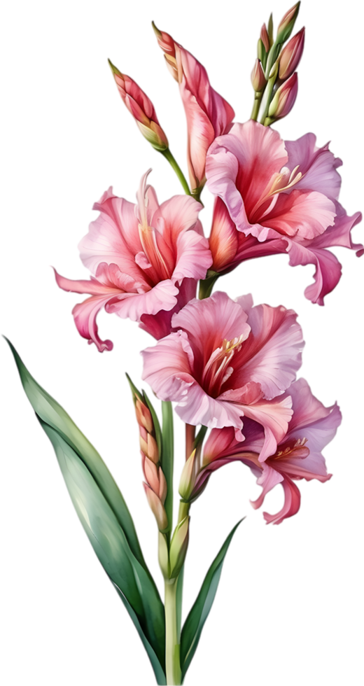 AI generated Watercolor painting of a Gladiolus flower. png