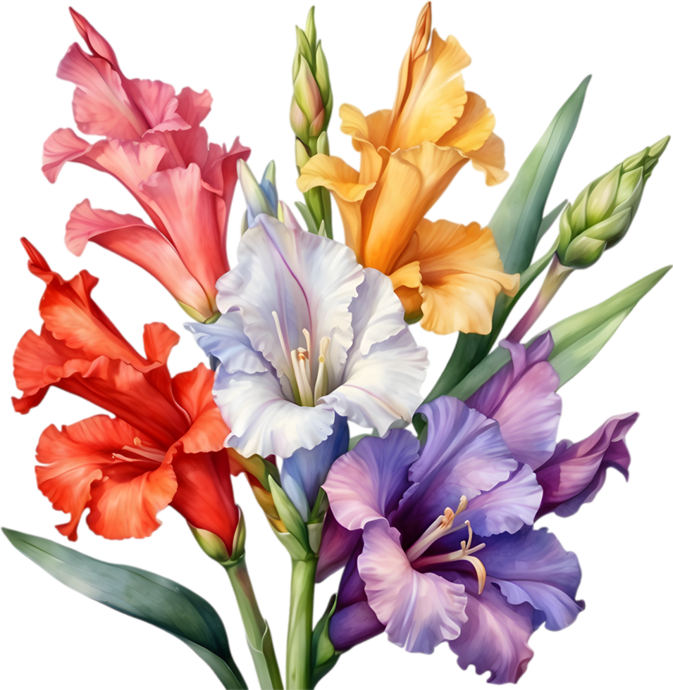 AI generated Watercolor painting of a Gladiolus flower. png