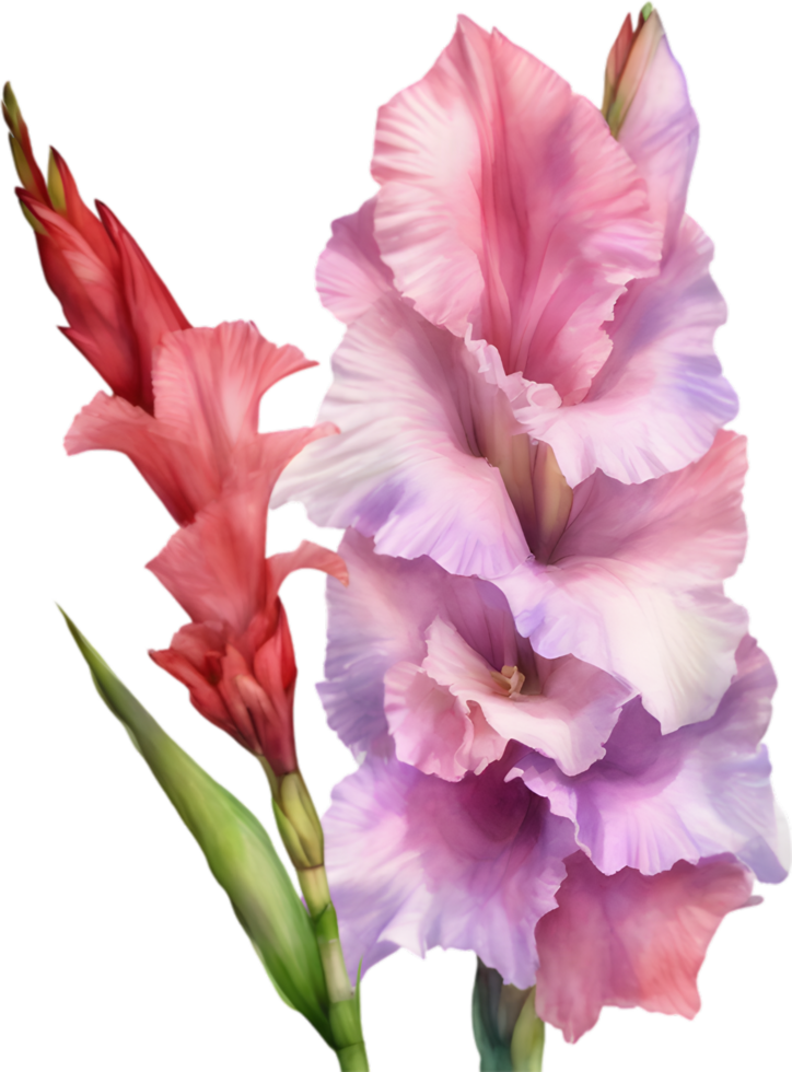 AI generated Watercolor painting of a Gladiolus flower. png