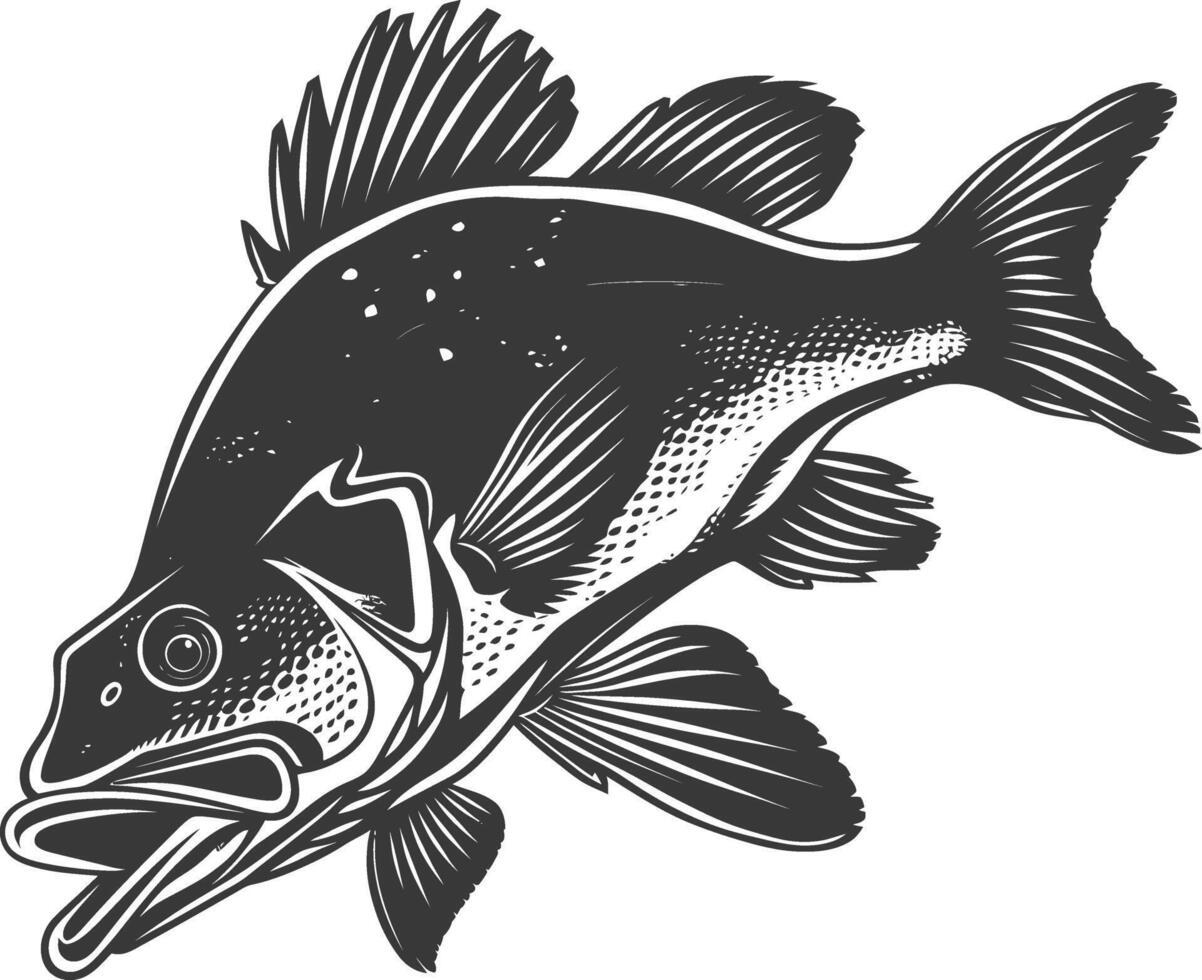 ai generado silueta bacalao pescado animal negro color solamente vector