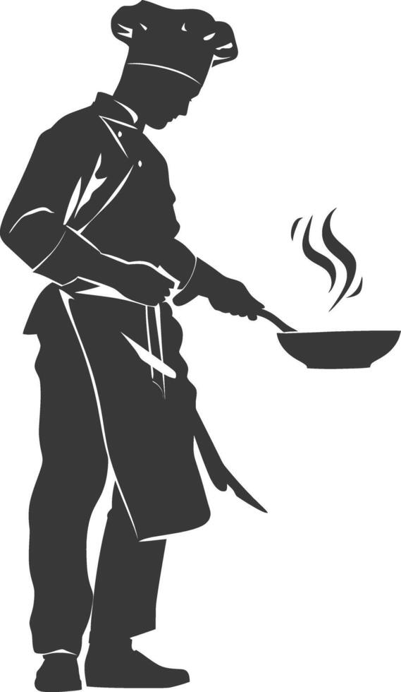 ai generado silueta cocinero en acción lleno cuerpo negro color solamente vector