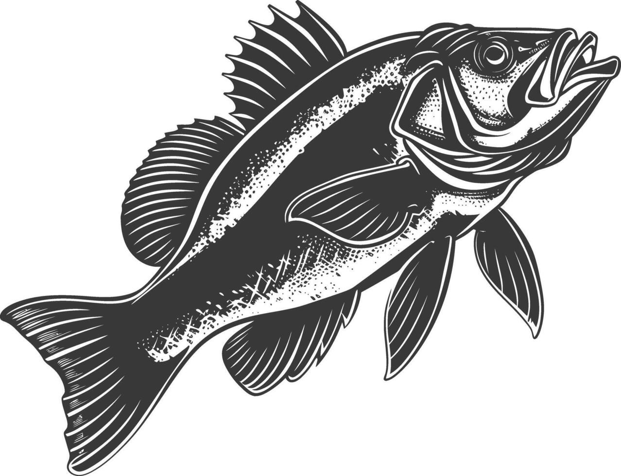 ai generado silueta bacalao pescado animal negro color solamente vector