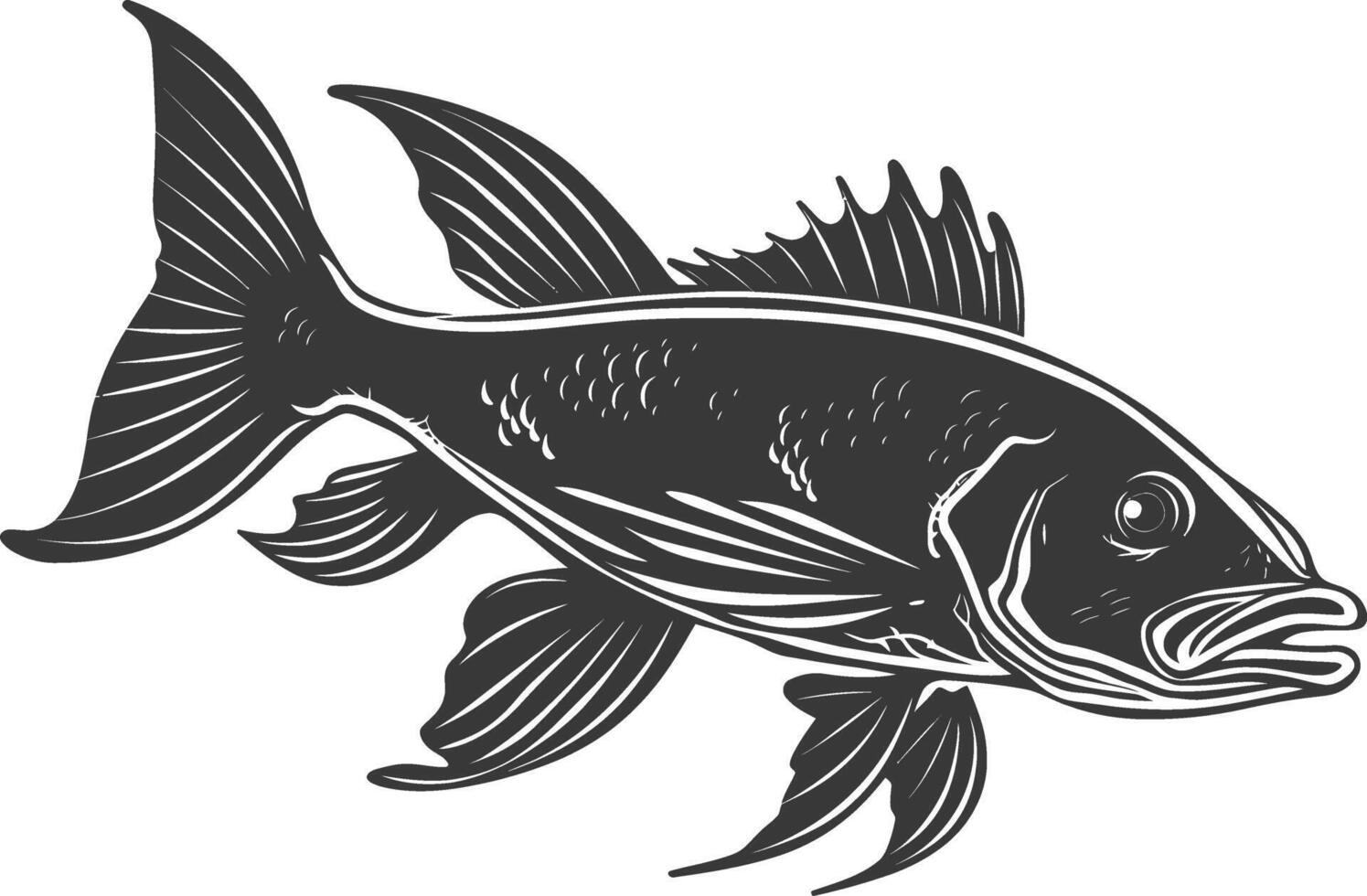 ai generado silueta bacalao pescado animal negro color solamente vector