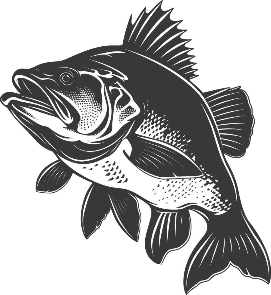 ai generado silueta bacalao pescado animal negro color solamente vector