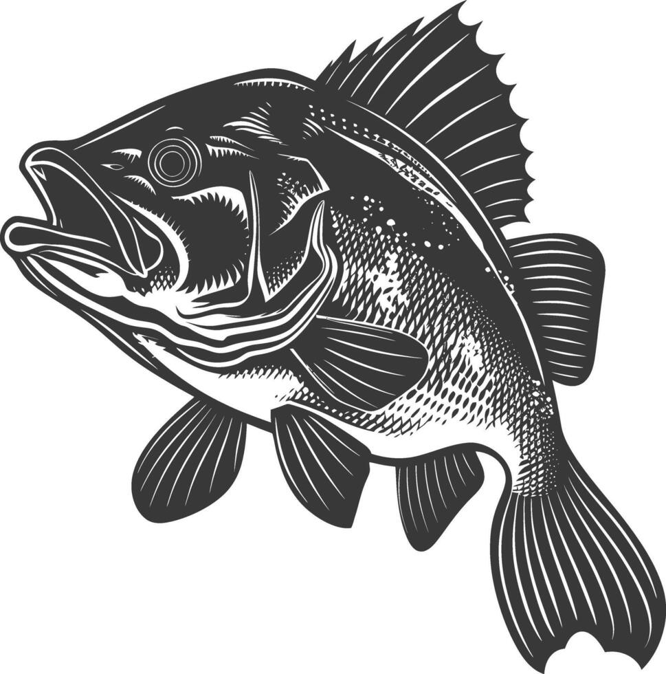 AI generated Silhouette Cod Fish animal black color only vector