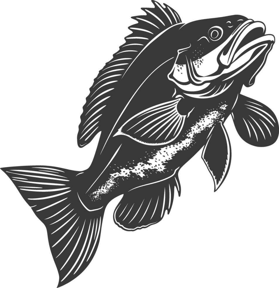 AI generated Silhouette Cod Fish animal black color only vector