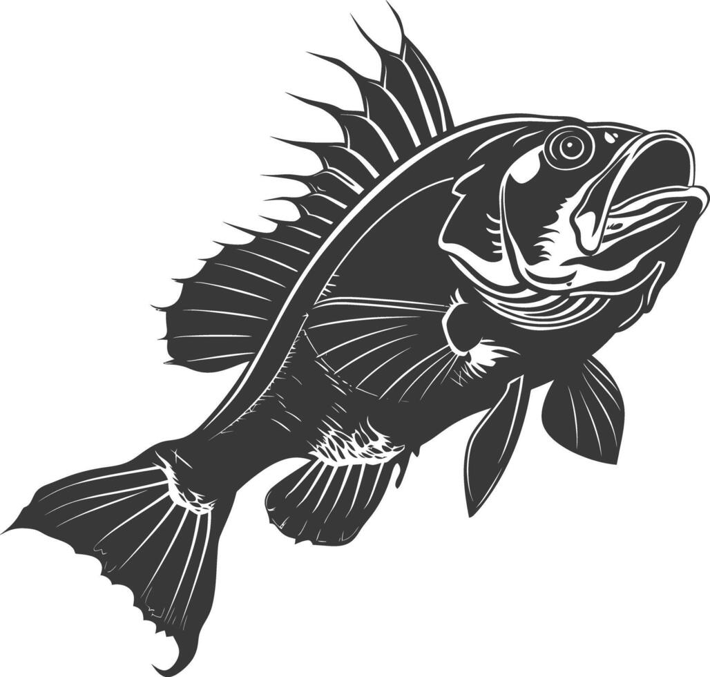 AI generated Silhouette Cod Fish animal black color only vector