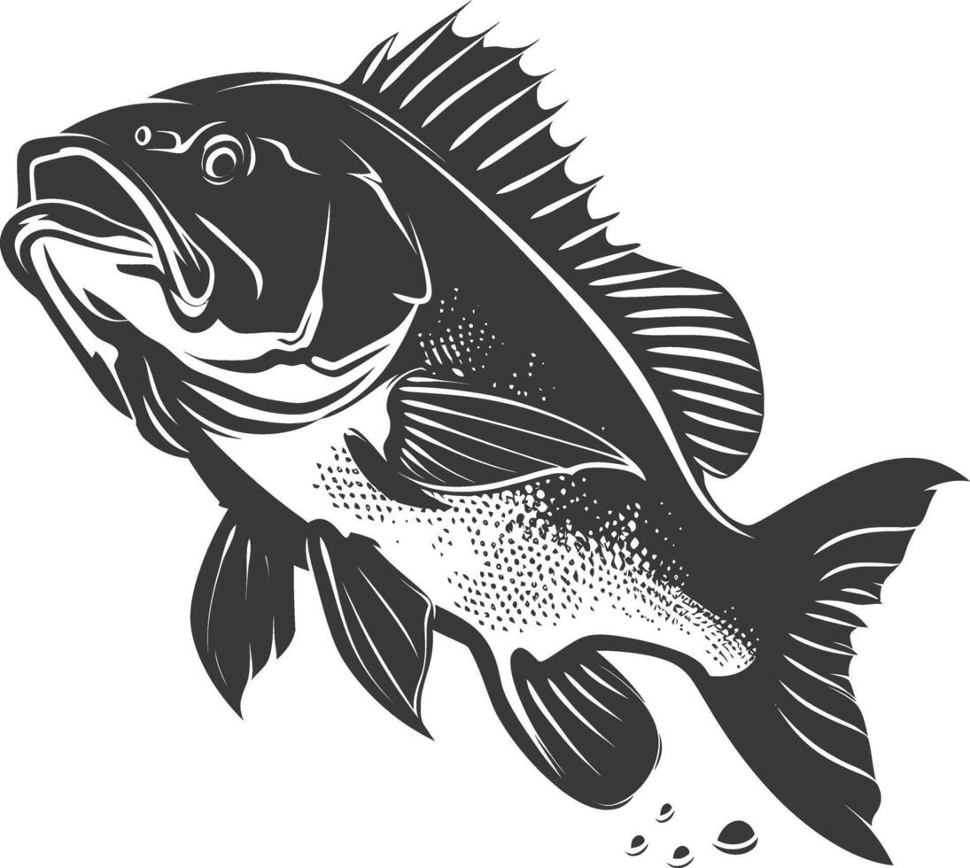 AI generated Silhouette Cod Fish animal black color only vector